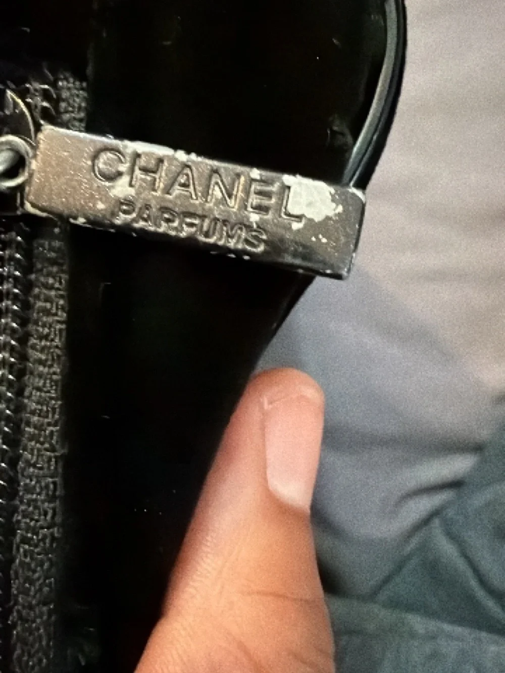 CHANEL Black Toiletry Pouch with Subtle Logo